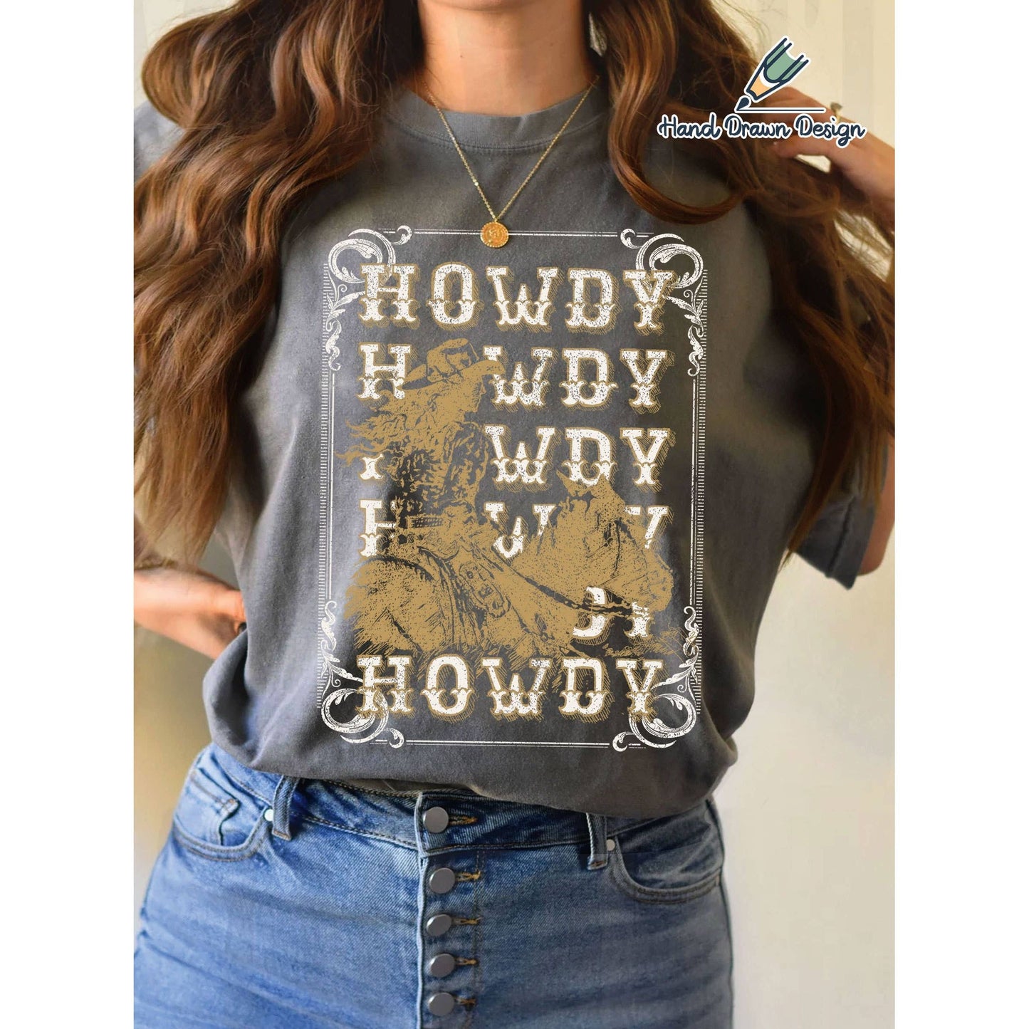 Howdy Cowgirl Hand Drawn Graphic T-shirts