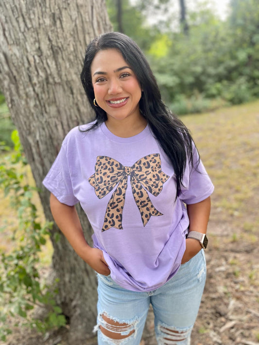 Leopard Print Bow (T-Shirt)