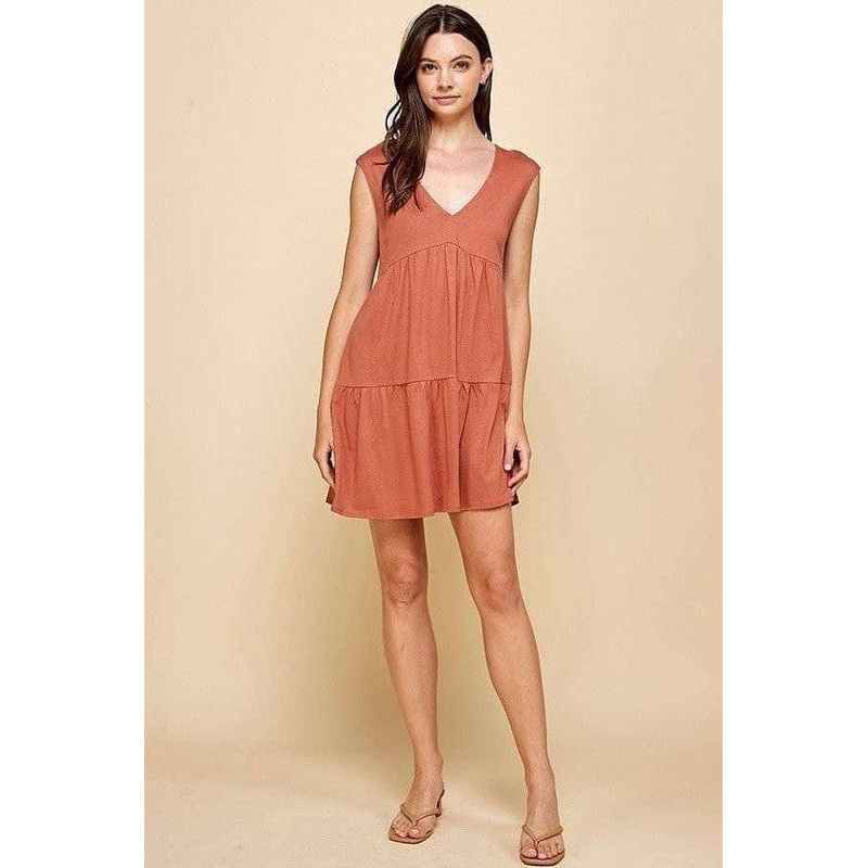 V-neck line skimmer tier dress