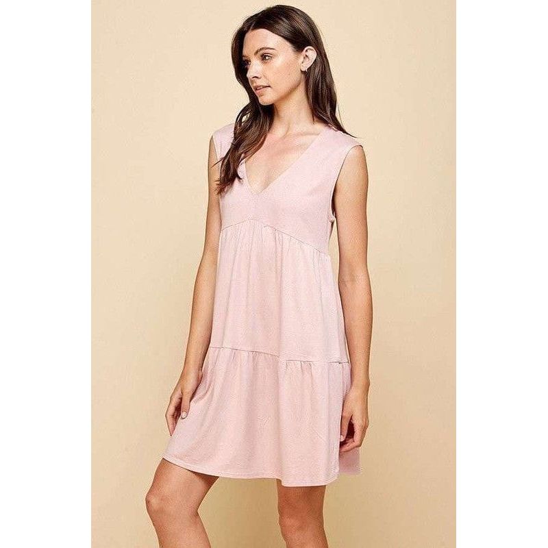 V-neck line skimmer tier dress