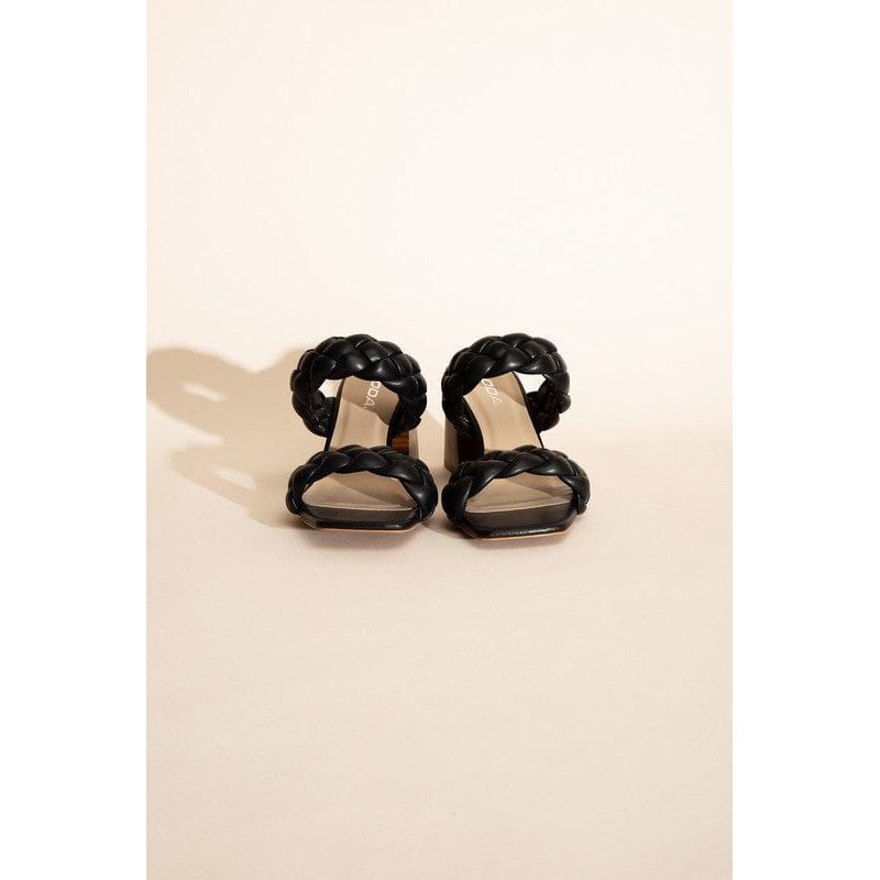 Buggy-s Braided Strap Mule Heels