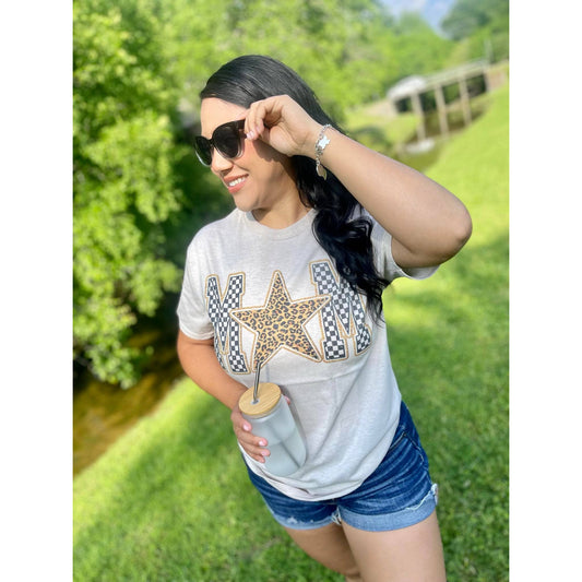 Mom Leopard Star T-shirt