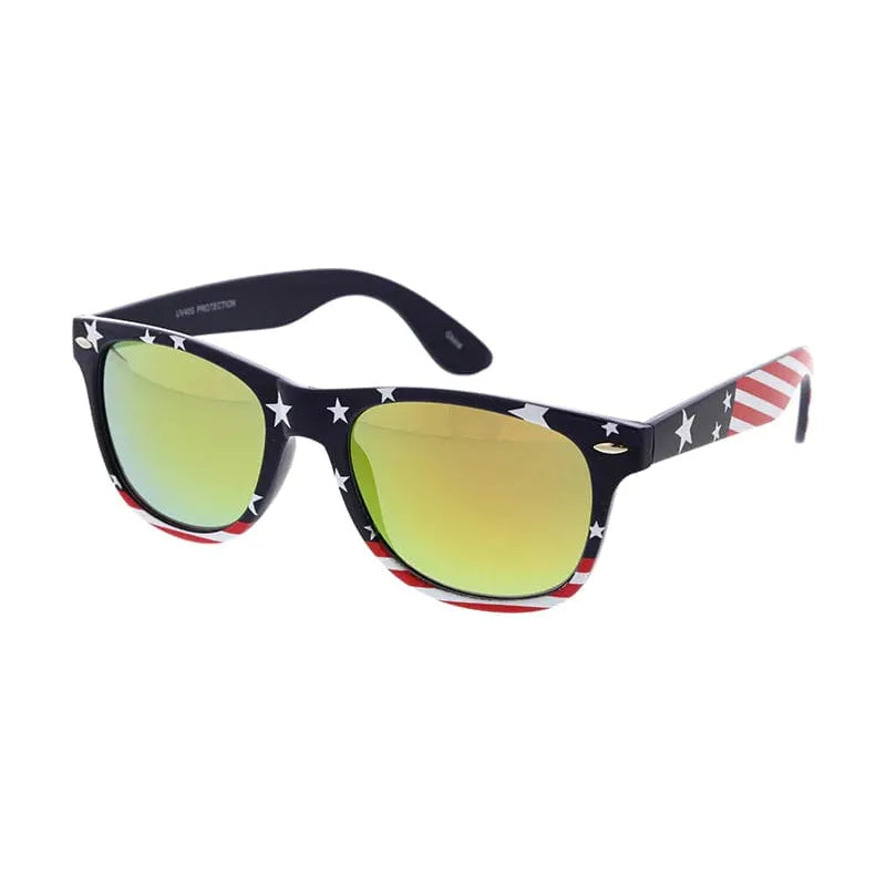 USA Flag Print and Color Mirror Lens Sunglasses