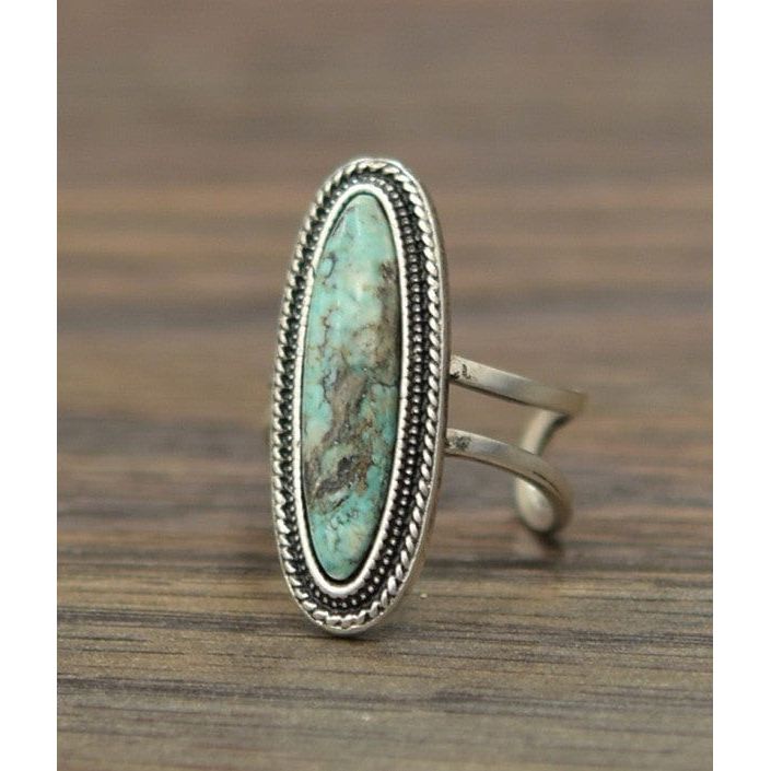 Natural turquoise adjustable ring