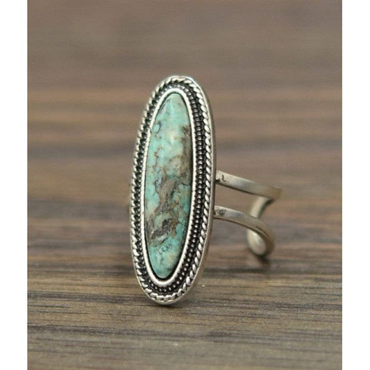 Natural turquoise adjustable ring