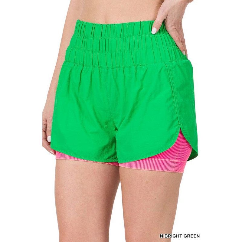 Windbreaker smocked waistband running shorts