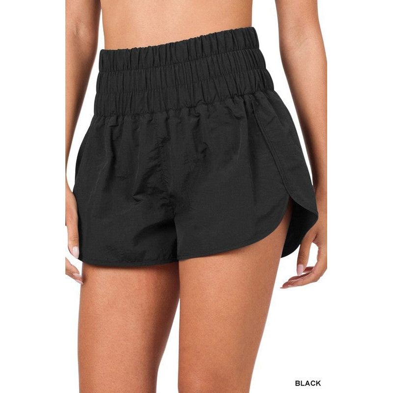 Windbreaker smocked waistband running shorts