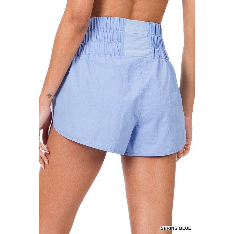 Windbreaker smocked waistband running shorts