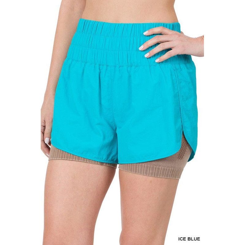 Windbreaker smocked waistband running shorts