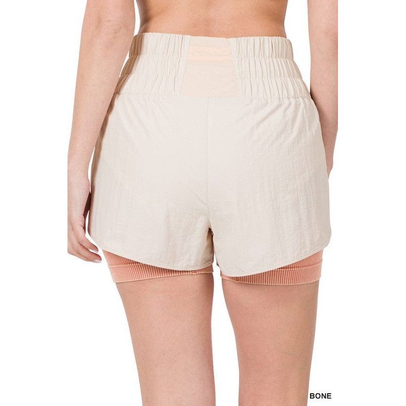 Windbreaker smocked waistband running shorts