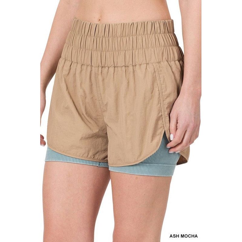 Windbreaker smocked waistband running shorts