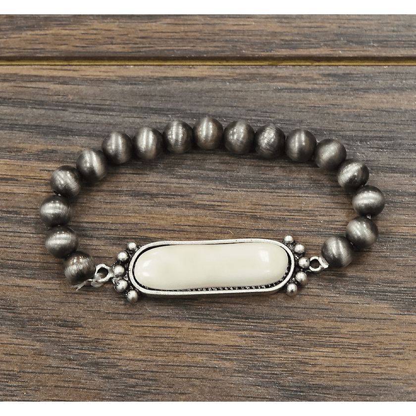 Natural White Turquoise Stretch Bracelet