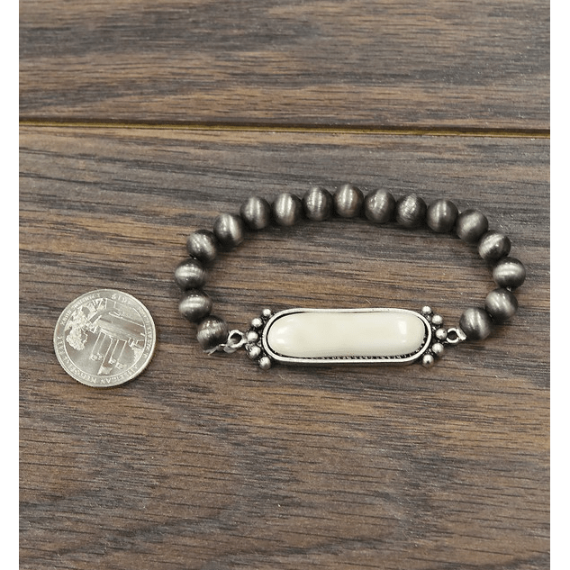 Natural White Turquoise Stretch Bracelet