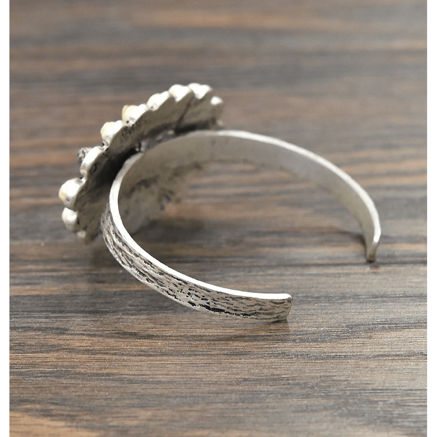 Natural White Turquoise Navajo C Cuff Bracelet