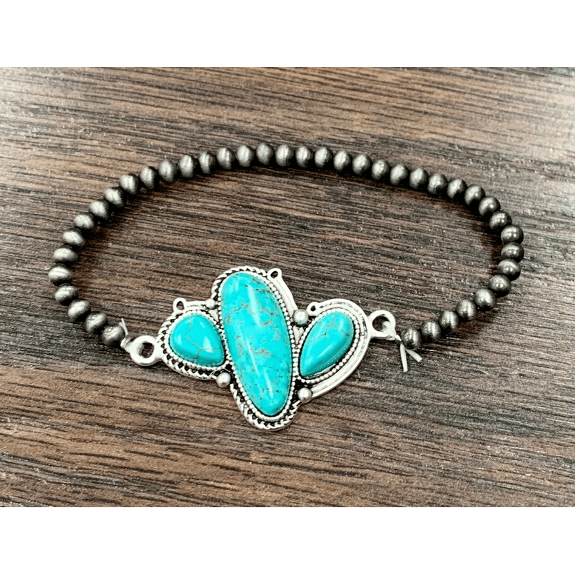 Cactus Natural Turquoise Stretch Bracelet
