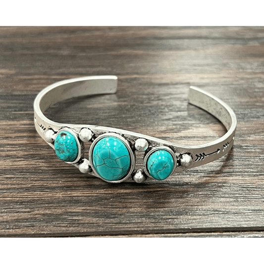 Natural Turquoise C Cuff Bracelet