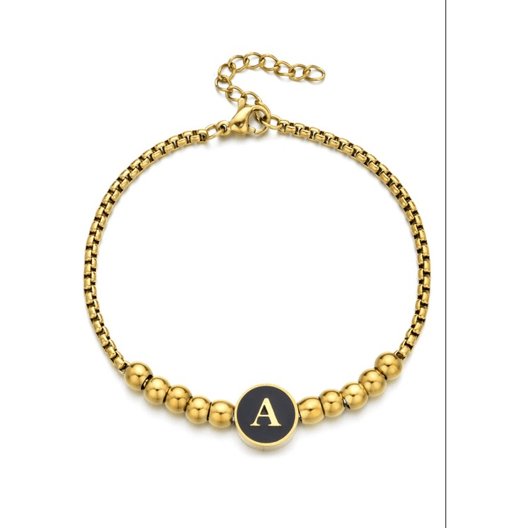 Black Enamel Initial Pisa Bracelet