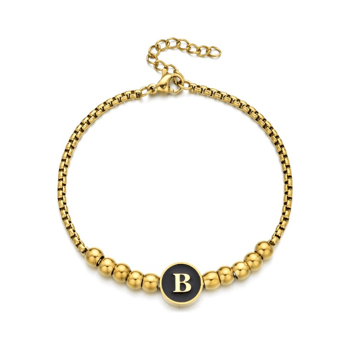 Black Enamel Initial Pisa Bracelet