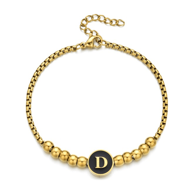 Black Enamel Initial Pisa Bracelet