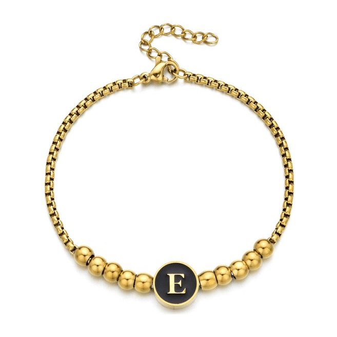 Black Enamel Initial Pisa Bracelet