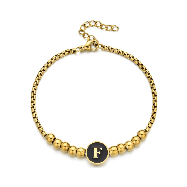 Black Enamel Initial Pisa Bracelet