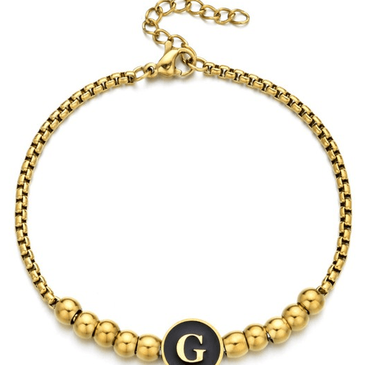 Black Enamel Initial Pisa Bracelet