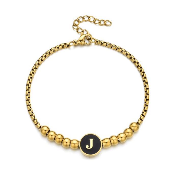 Black Enamel Initial Pisa Bracelet