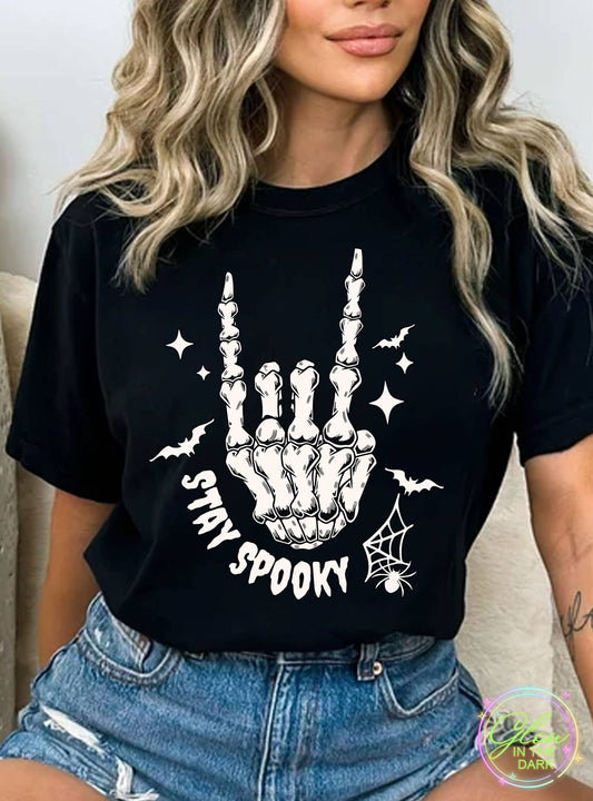 SKELETON STAY SPOOKY GLOW IN THE DARK T-SHIRT