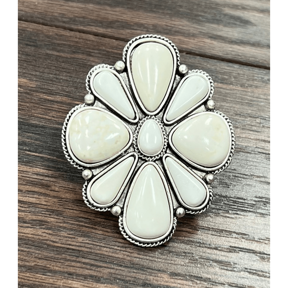 Monster Size White Turquoise Adjustable Ring