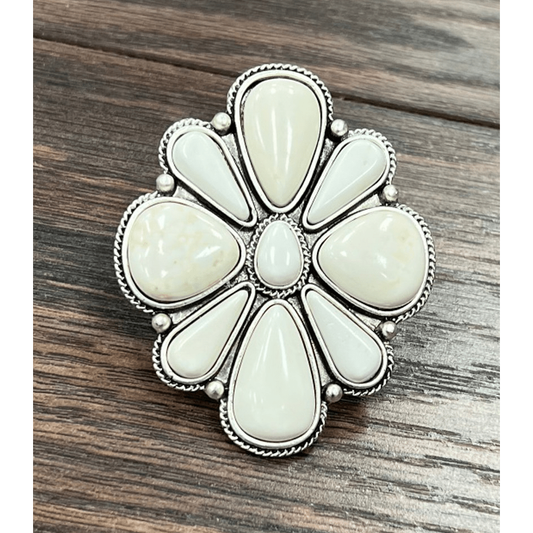 Monster Size White Turquoise Adjustable Ring