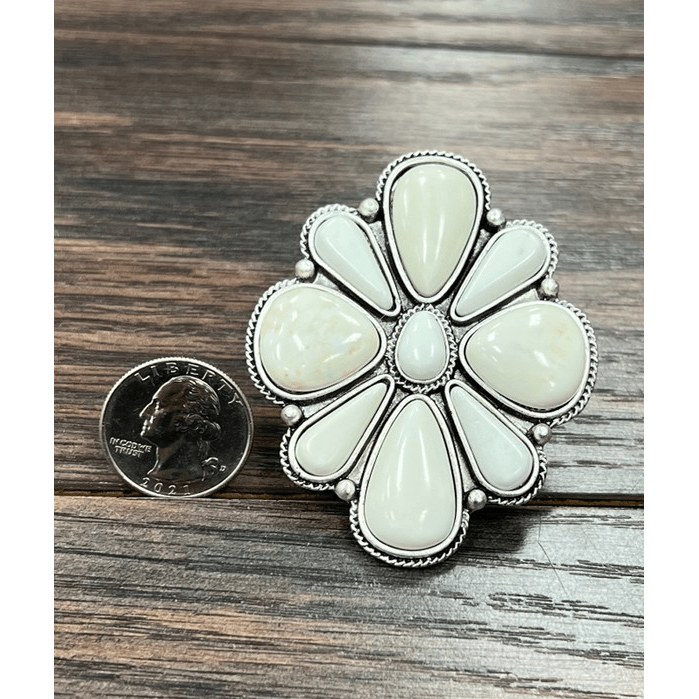 Monster Size White Turquoise Adjustable Ring