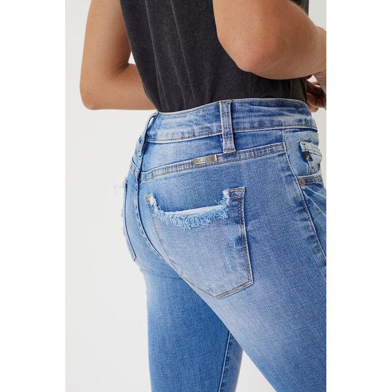 Mid rise hem detail ankle skinny jeans