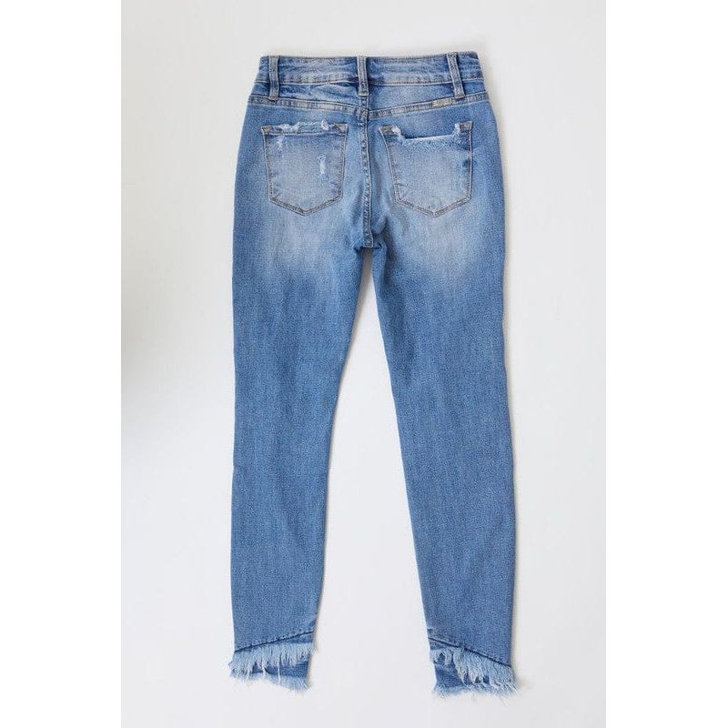 Mid rise hem detail ankle skinny jeans