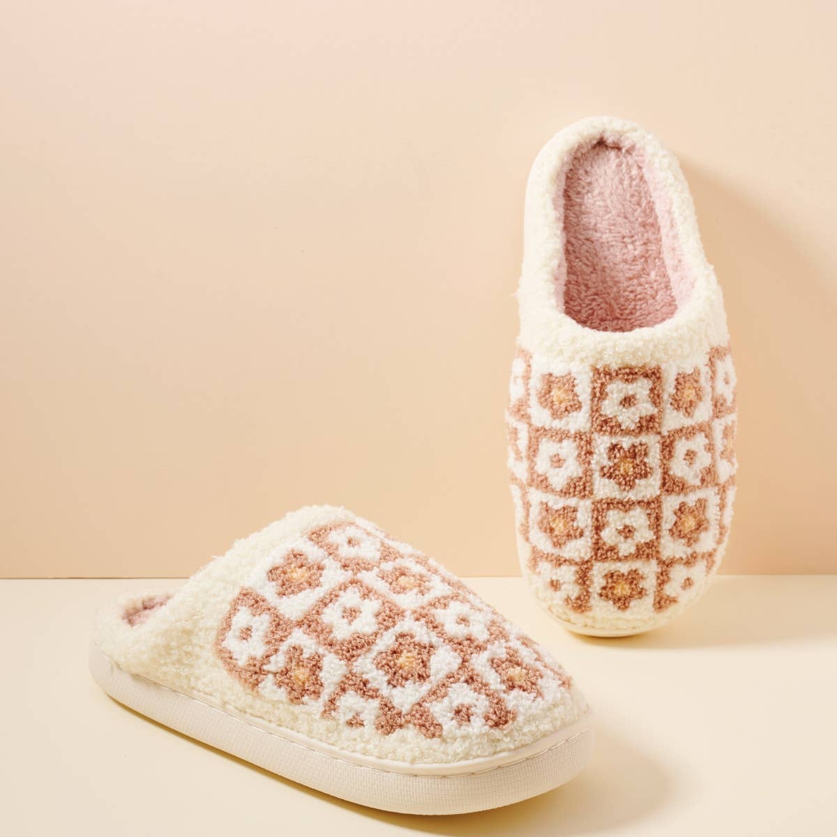 Flower Color Block Home Slippers