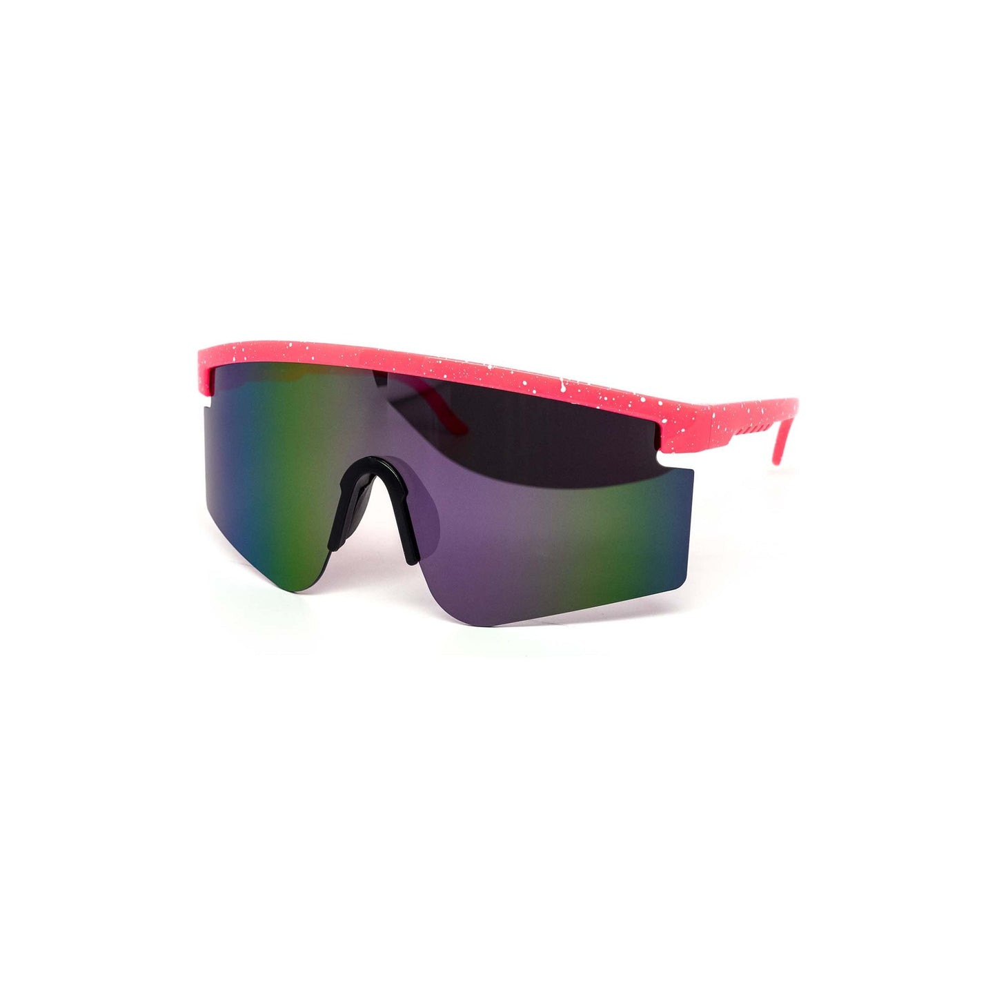 Oversized Sport Splatter Burnt Mirror Sunglasses