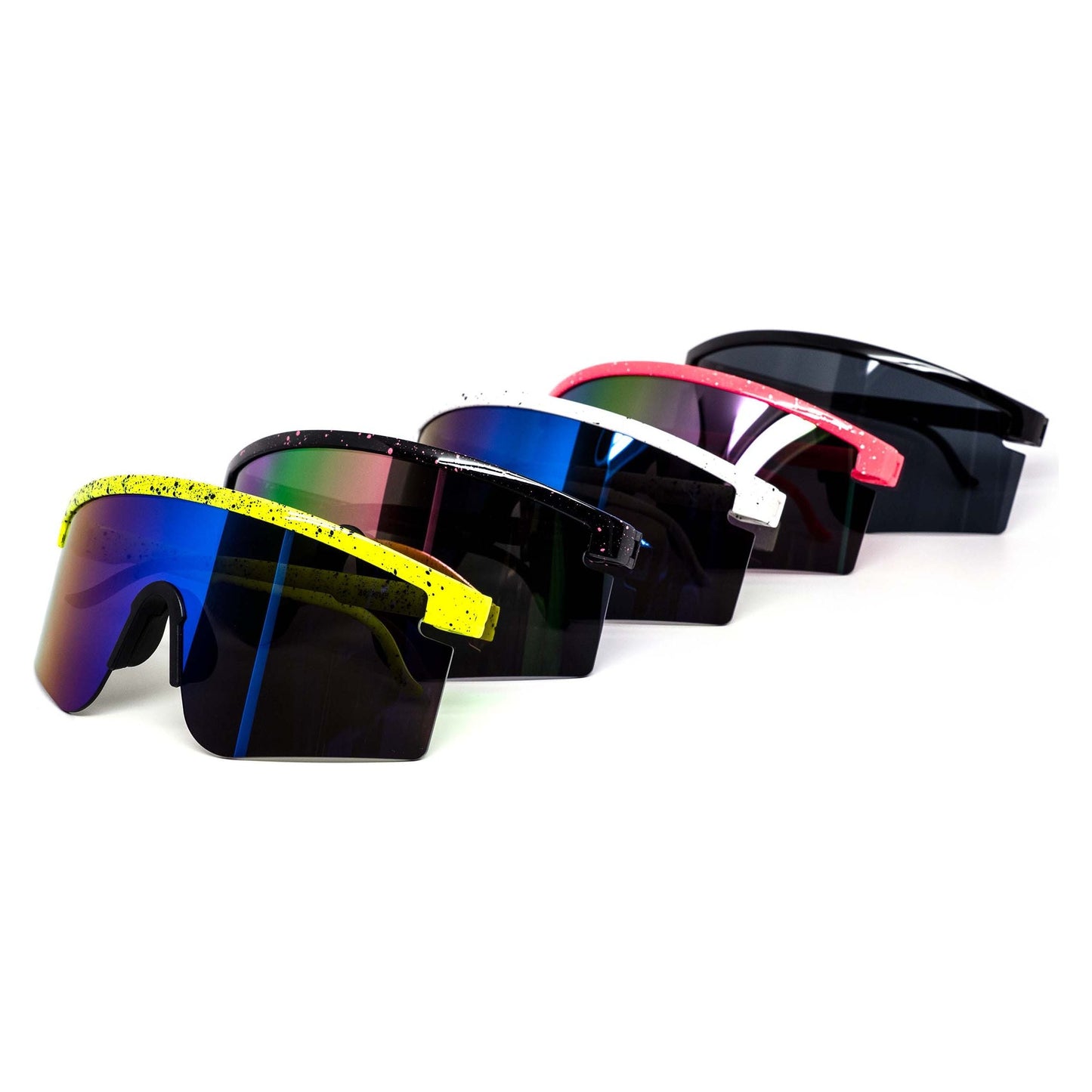 Oversized Sport Splatter Burnt Mirror Sunglasses