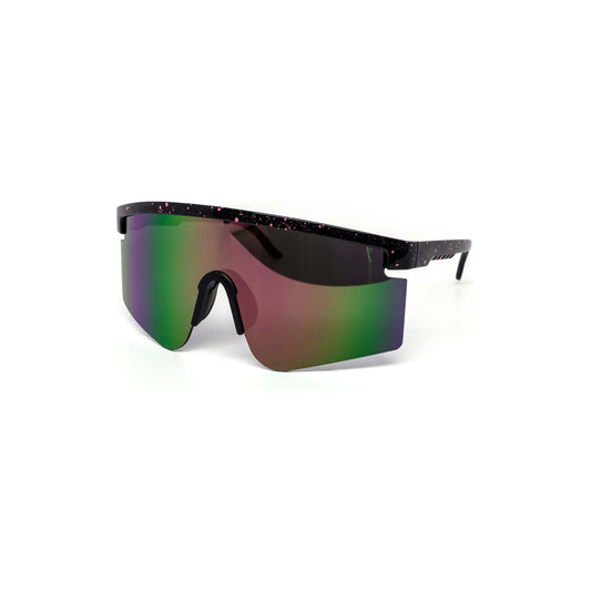 Oversized Sport Splatter Burnt Mirror Sunglasses