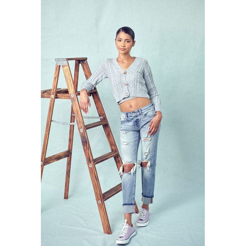 KanCan High rise knee ripped boyfriend jeans