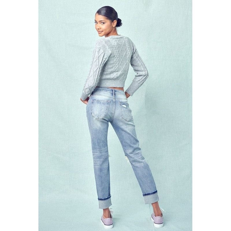 KanCan High rise knee ripped boyfriend jeans