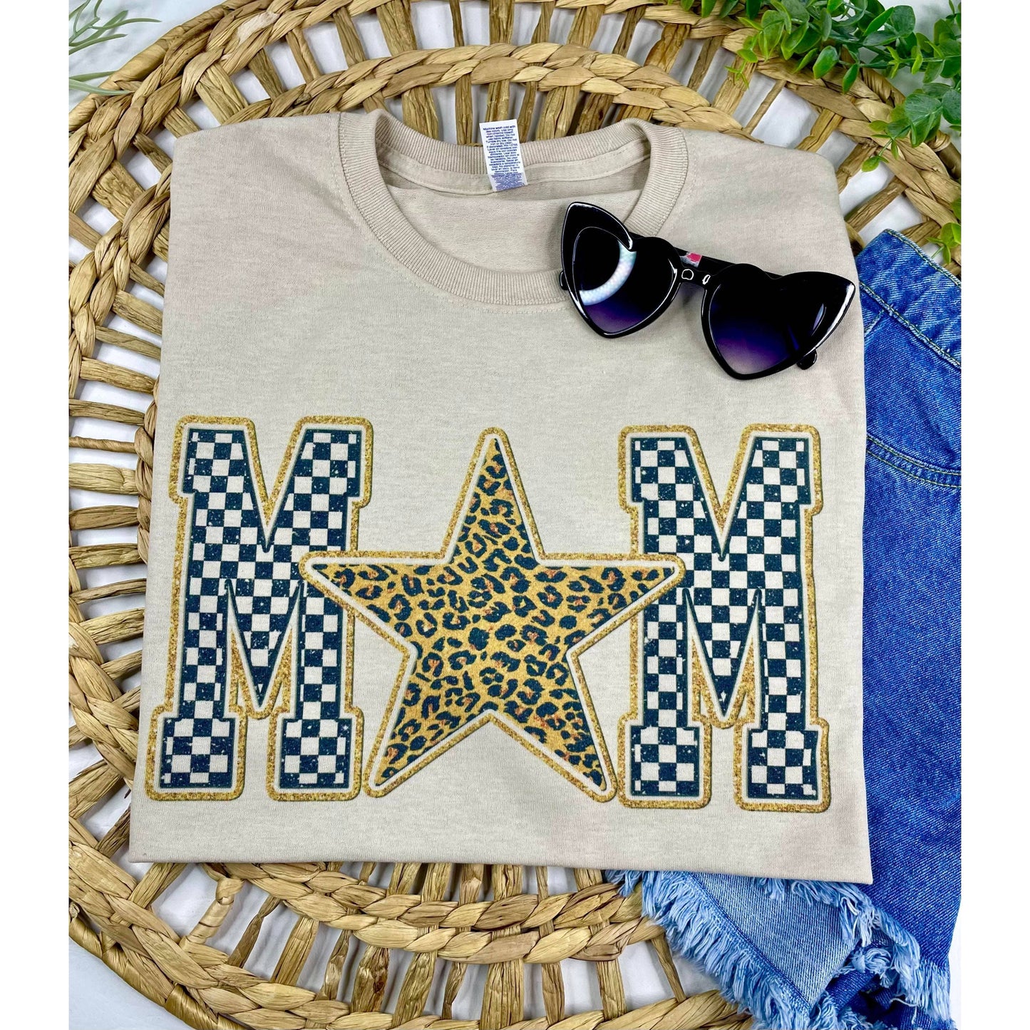 Mom Leopard Star T-shirt