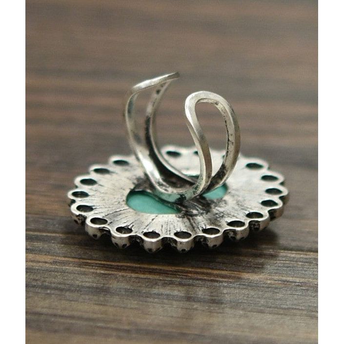 Natural turquoise adjustable ring