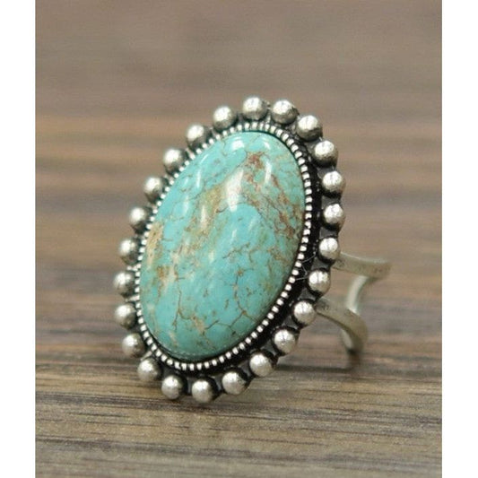 Natural turquoise adjustable ring