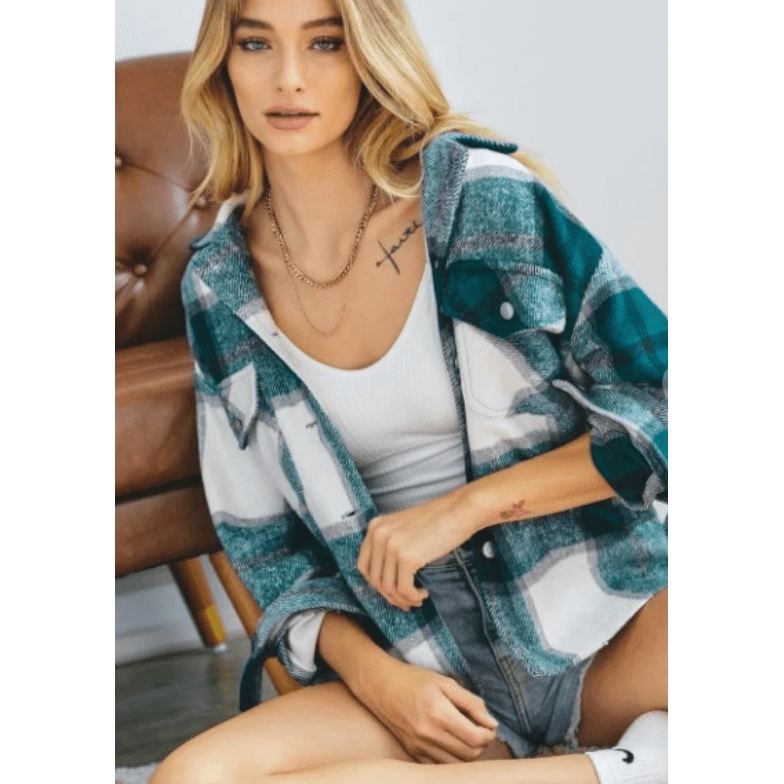 Oversize plaid shirt jacket
