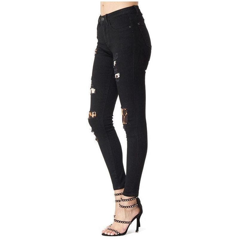 Black Leopard print Patch Skinny Regular