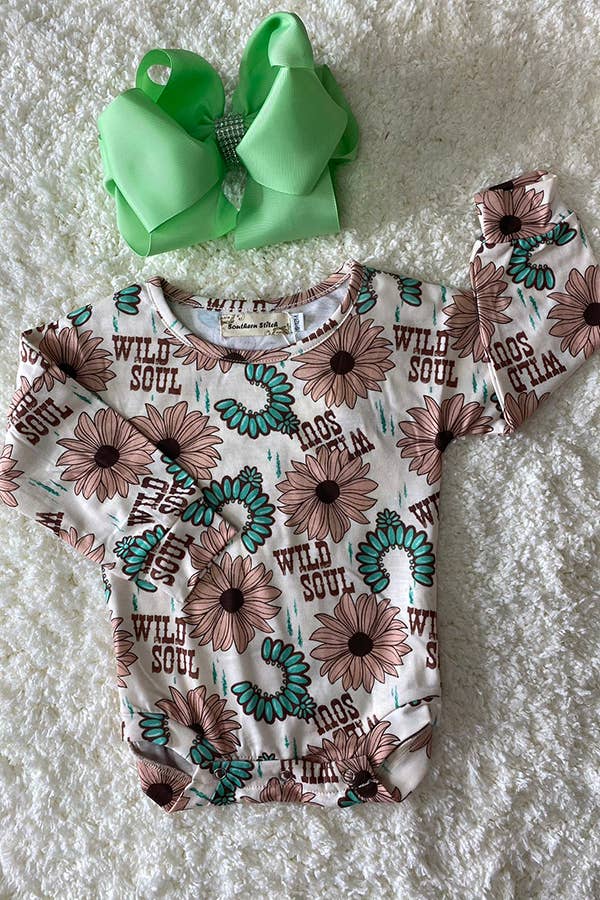 WILD SOUL flower & jewel print girls rompers