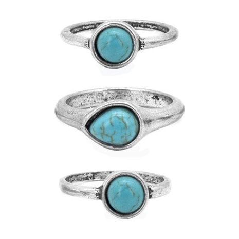 Round Teardrop Shape Gemstone Ring Set