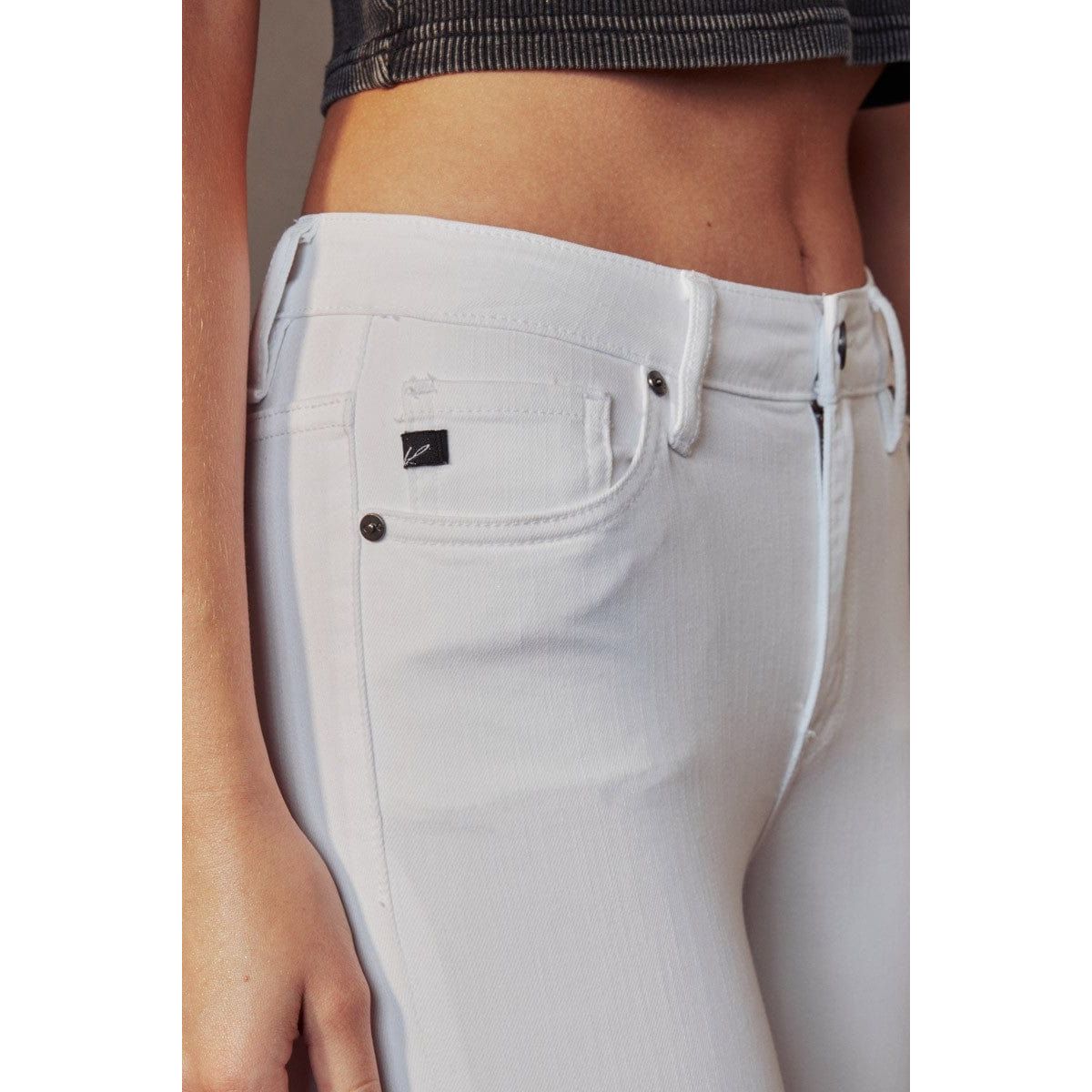Kan Can High Rise White Hem Detail Skinny Jeans