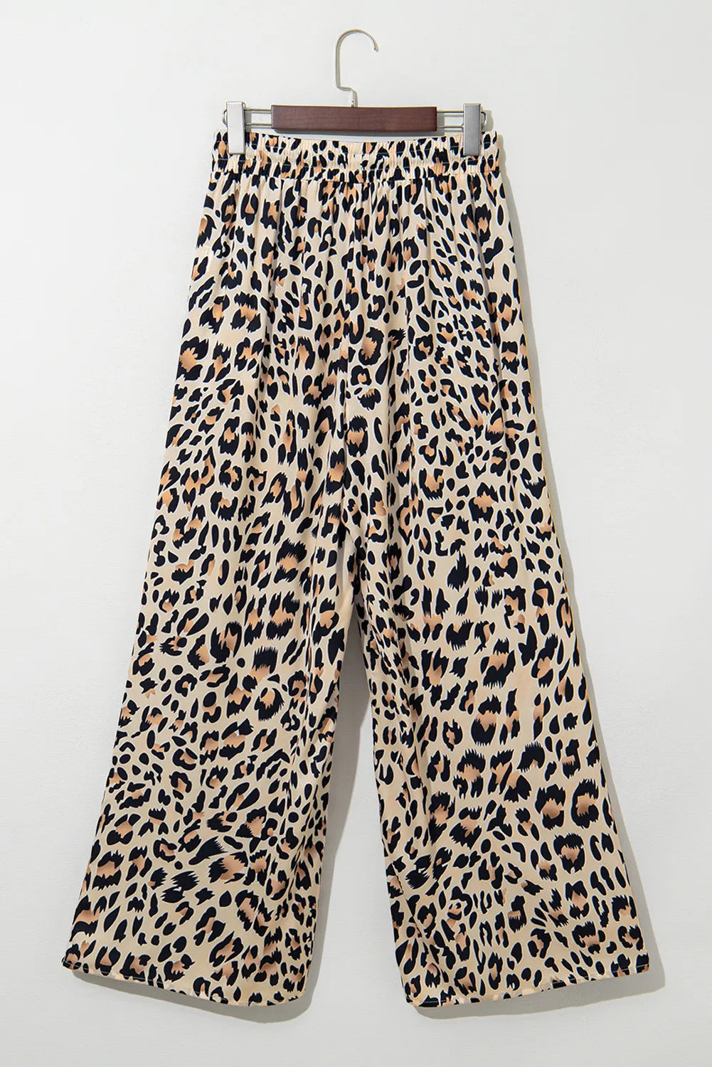 Flowy leopard wide leg pants with drawstring