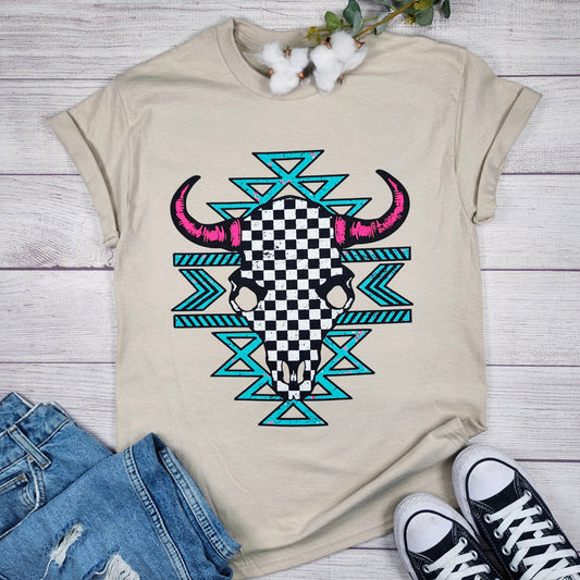 Aztec checkered skull