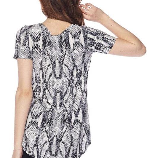 Round Hem Snake Print Tunic Top